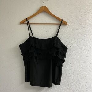 SHEIN Curve Elegant Black Ruffle Top Sz 3XL